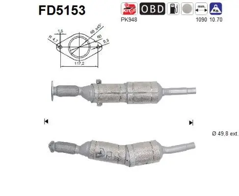 FILTR CZĄSTEK STAŁYCH DPF RENAULT 2,0DCI MEGANE III/SCENIC III EURO 5 AS FD5153)