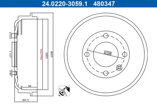 BĘBEN HAM. OPEL T. CORSA 1,2-1,5 19- ATE 24.0220-3059.1)