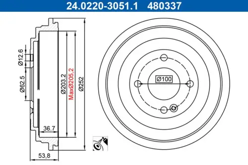 BĘBEN HAM. HYUNDAI T. ACCENT/SOLARIS 1,4-1,6 10- ATE 24.0220-3051.1)