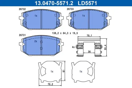 KLOCKI HAM. KIA P. SPORTAGE 1,6 T-GDI/CRDI 21- CERAMIC ATE 13.0470-5571.2)