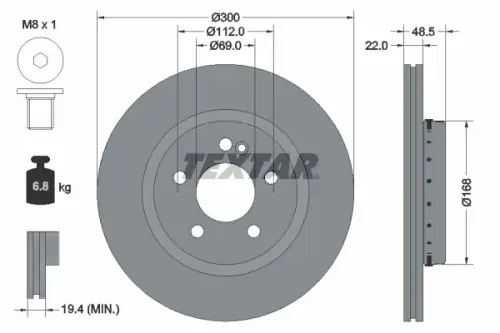 TARCZA HAM. DB T. C238/C257/W205/W213 1,5-3,0 14- TEXTAR 92358025)