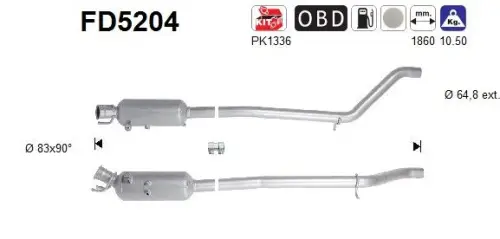 FILTR CZĄSTEK STAŁYCH DPF DB 1,8CDI W176/W246 EURO 5 AS FD5204)