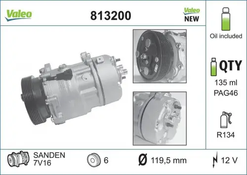 COMPRESSOR, AIRCONDITIONING VALEO 813200)
