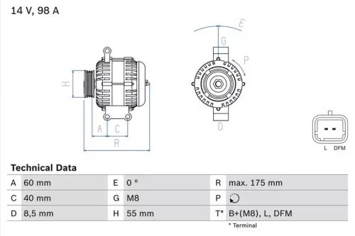 Alternator BOSCH 0 986 041 850)