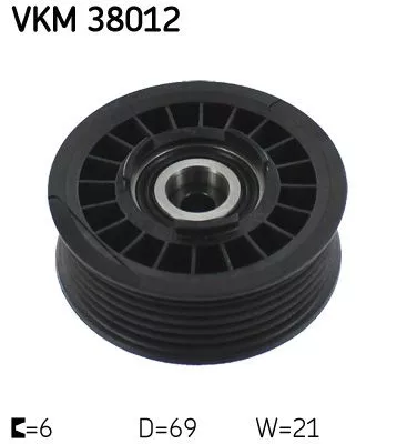 Ombuigings-/geleidingspoelie, V-geribbelde riem SKF VKM 38012)