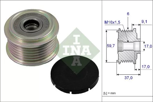 Vrijloopkoppeling van de dynamo Schaeffler INA 535 0017 10)