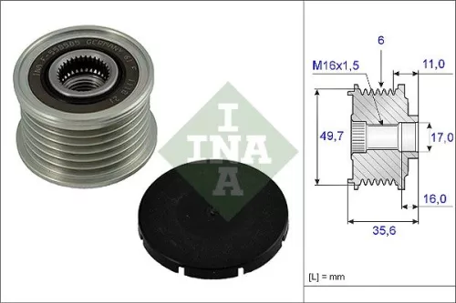 Vrijloopkoppeling van de dynamo Schaeffler INA 535 0016 10)