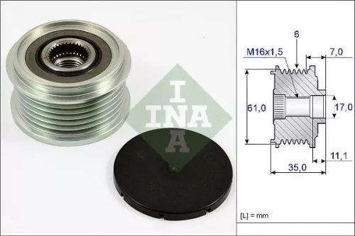 Vrijloopkoppeling van de dynamo Schaeffler INA 535 0022 10)