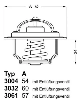 Thermostaat, koelvloeistof BorgWarner (Wahler) 3004.92D1)