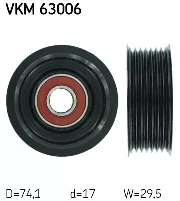 Ombuigings-/geleidingspoelie, V-geribbelde riem SKF VKM 63006)