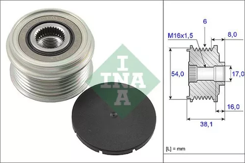 Vrijloopkoppeling van de dynamo Schaeffler INA 535 0063 10)