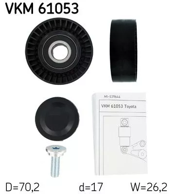 Ombuigings-/geleidingspoelie, V-geribbelde riem SKF VKM 61053)