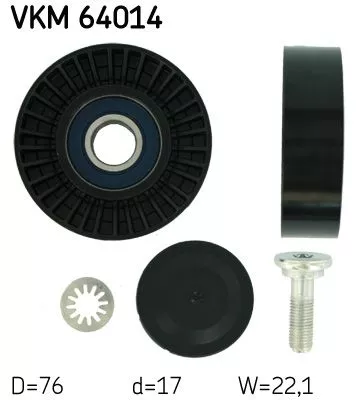 Ombuigings-/geleidingspoelie, V-geribbelde riem SKF VKM 64014)
