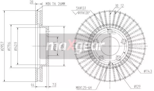 Remschijf MAXGEAR 19-2387)