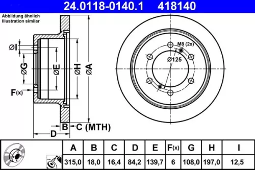 Remschijf ATE 24.0118-0140.1)