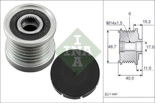 Vrijloopkoppeling van de dynamo Schaeffler INA 535 0038 10)