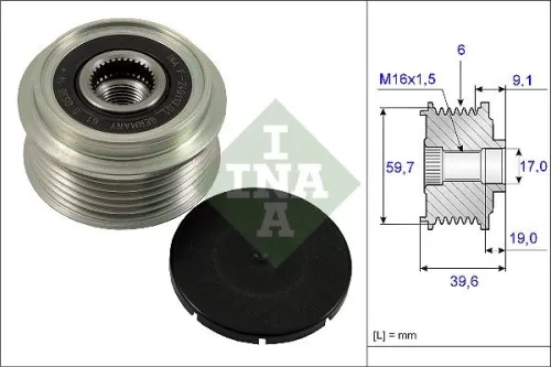 Vrijloopkoppeling van de dynamo Schaeffler INA 535 0065 10)
