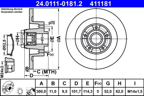 Brake Disc ATE 24.0111-0181.2)