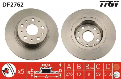 Remschijf TRW DF2762)