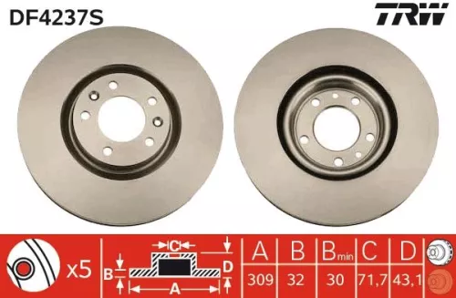 Remschijf TRW DF4237S)