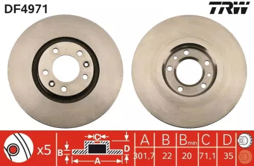 Remschijf TRW DF4971)