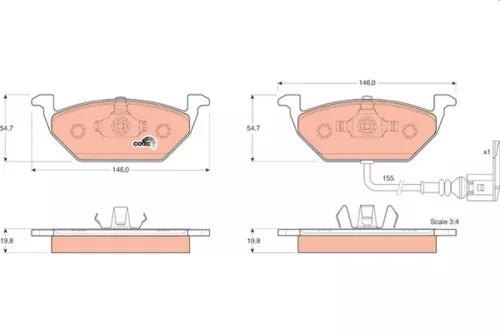Brake Pad Set, disc brake TRW GDB1386)