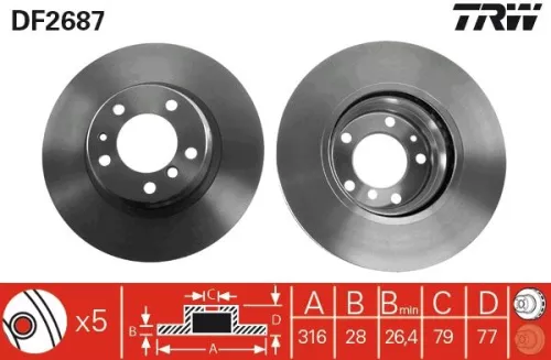 Remschijf TRW DF2687)