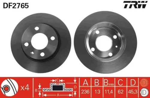 Remschijf TRW DF2765)