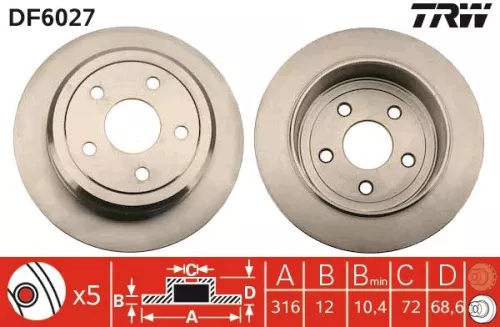 Remschijf TRW DF6027)