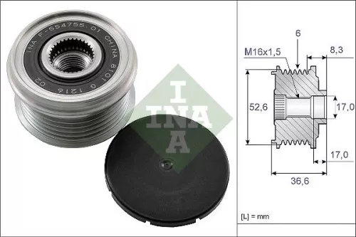 Vrijloopkoppeling van de dynamo Schaeffler INA 535 0137 10)
