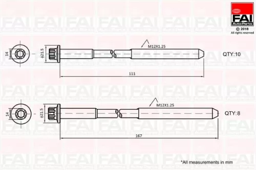 Cilinderkopboutenset FAI AutoParts B2124)