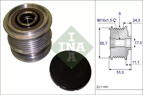 Vrijloopkoppeling van de dynamo Schaeffler INA 535 0200 10)