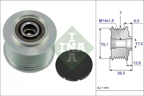 Vrijloopkoppeling van de dynamo Schaeffler INA 535 0214 10)