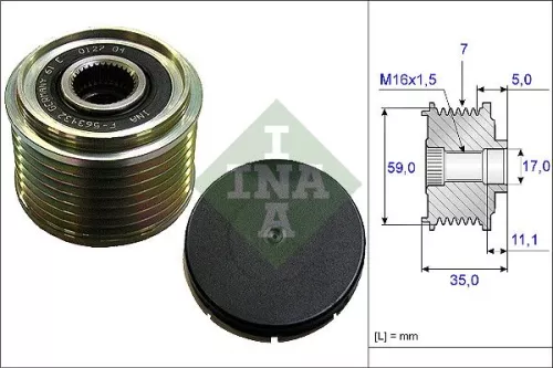 Vrijloopkoppeling van de dynamo Schaeffler INA 535 0159 10)