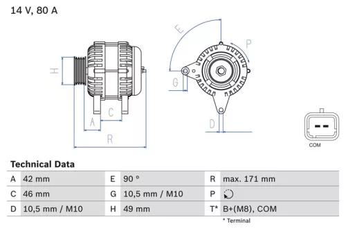 Alternator BOSCH 0 986 082 740)