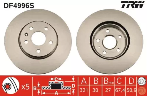 Remschijf TRW DF4996S)