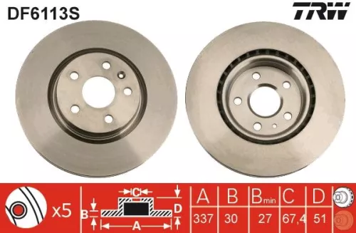 Remschijf TRW DF6113S)