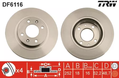 Remschijf TRW DF6116)