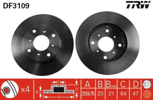 Remschijf TRW DF3109)