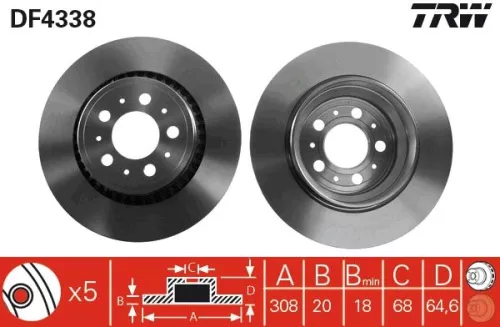 Remschijf TRW DF4338)