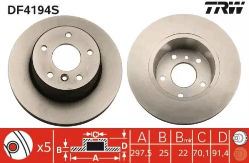 Remschijf TRW DF4194S)