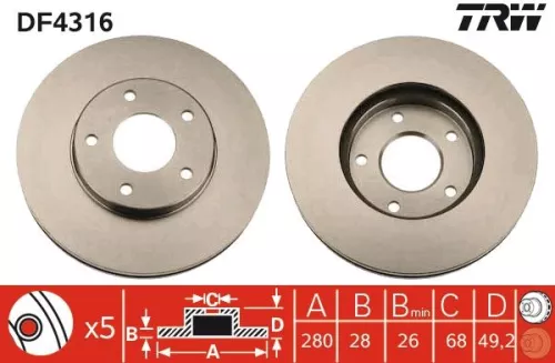 Remschijf TRW DF4316)