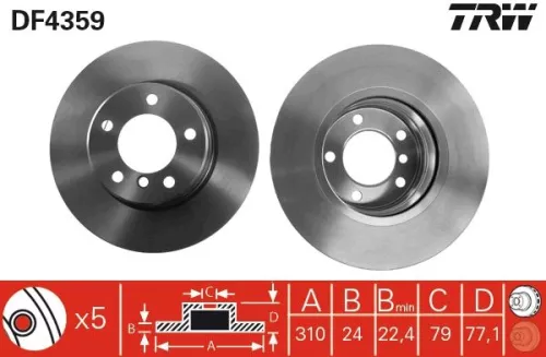 Remschijf TRW DF4359)