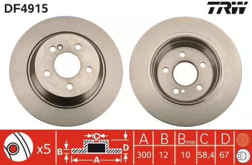 Remschijf TRW DF4915)