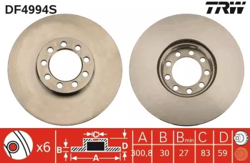 Remschijf TRW DF4994S)