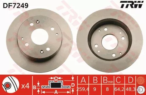 Remschijf TRW DF7249)