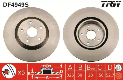 Remschijf TRW DF4949S)