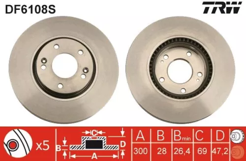 Remschijf TRW DF6108S)