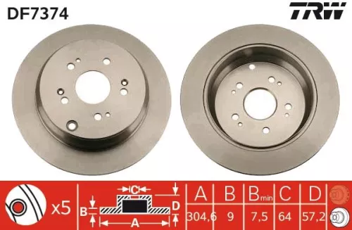 Remschijf TRW DF7374)
