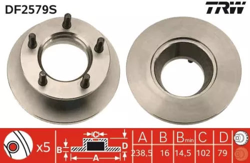 Remschijf TRW DF2579S)